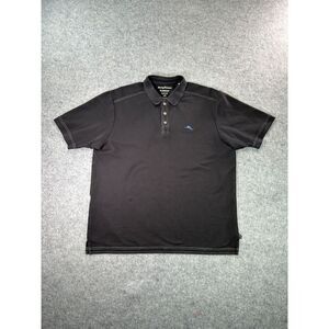 Tommy Bahama Shirt Mens Large Black Supima Island‎ Zone Short Sleeve Polo